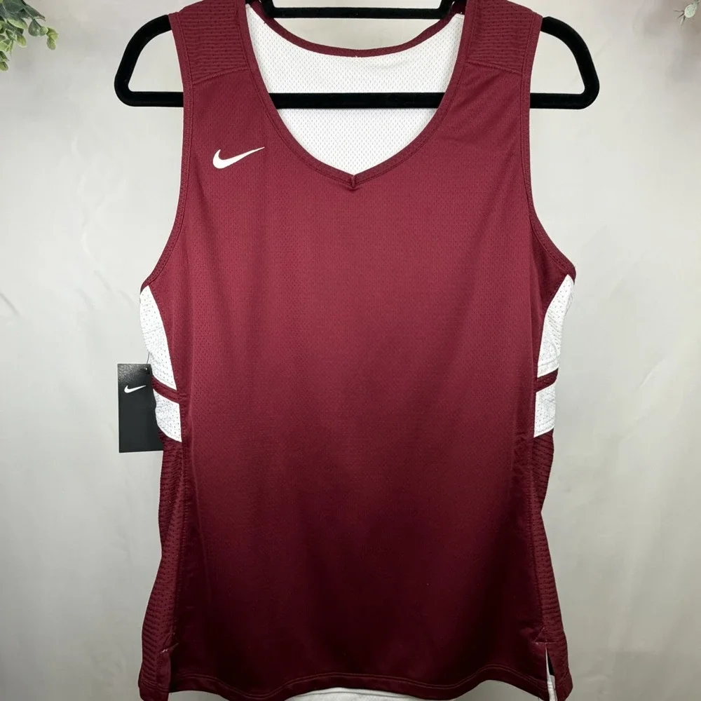 Nike Basketball Reversible Team Stock‎ Jersey White/Burgandy AA0078-104 Size L